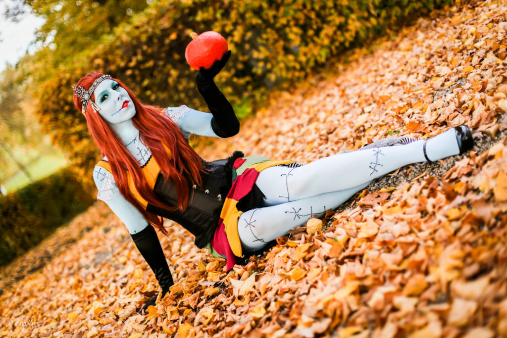 Cosplayer als Sally (The Nightmare Before Christmas)