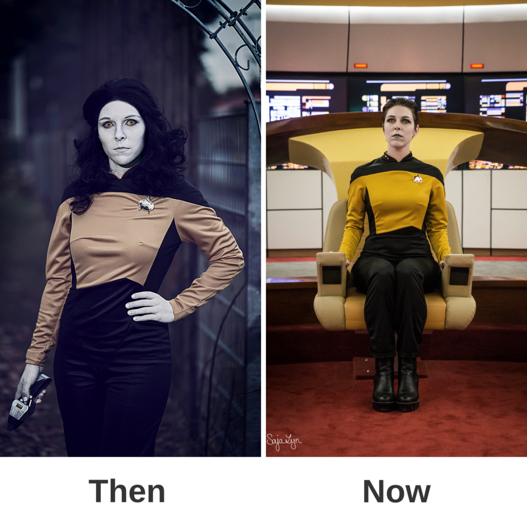 Cosplay SajaLyn Kritik Glow Up Data Genderbend Rule 63 Crossplay female weiblich Data Star Trek das nächste Jahrhundert Next Generation Commander