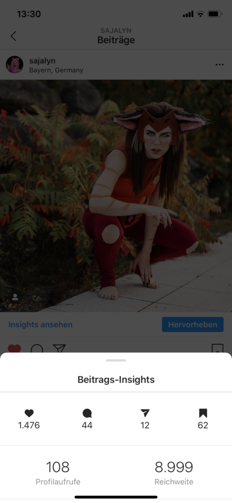 SajaLyn Social Media Instagram Tipps Reichweite fame Shares Saves Kommentare Likes Boost Algorithmus Insights - Instagram für Cosplayer